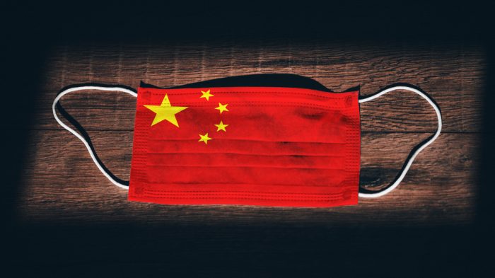 Chinese flag on a mask