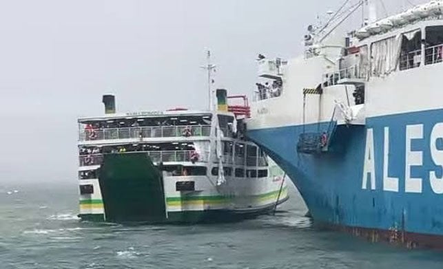 Two ferries collided at Jolo Port in the Philippines during Typhoon Kalmaegi