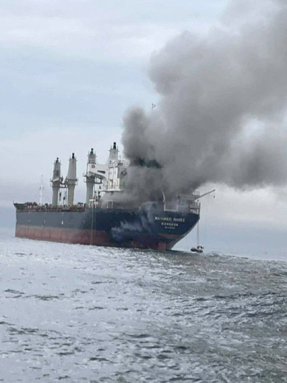 Three merchant ships were struck by projectiles in the Strait of Hormuz