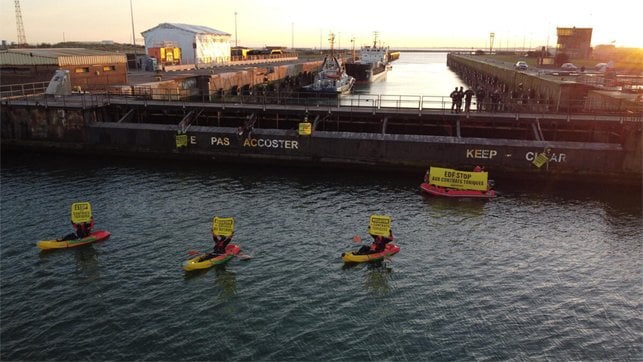 Greenpeace Blocks Uranium Cargo Ship Mikhail Dudin at Dunkirk