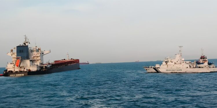 Bulker heavily damaged after collision off Mundra