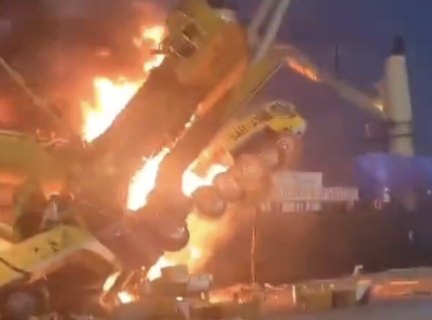 Crane fire injures two operators